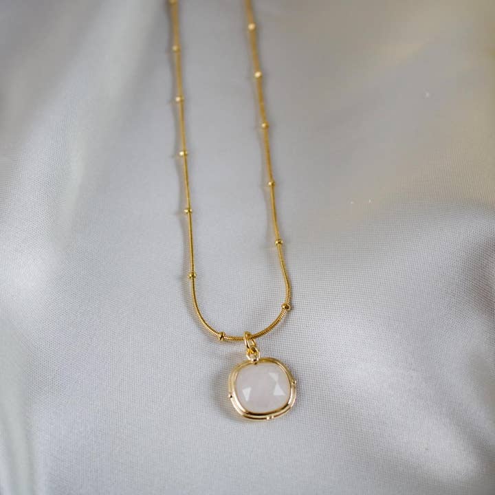 TISH jewelry - Wholesale Pendant/Charm Necklace - Ace // Square Pendant Crystal Necklace7