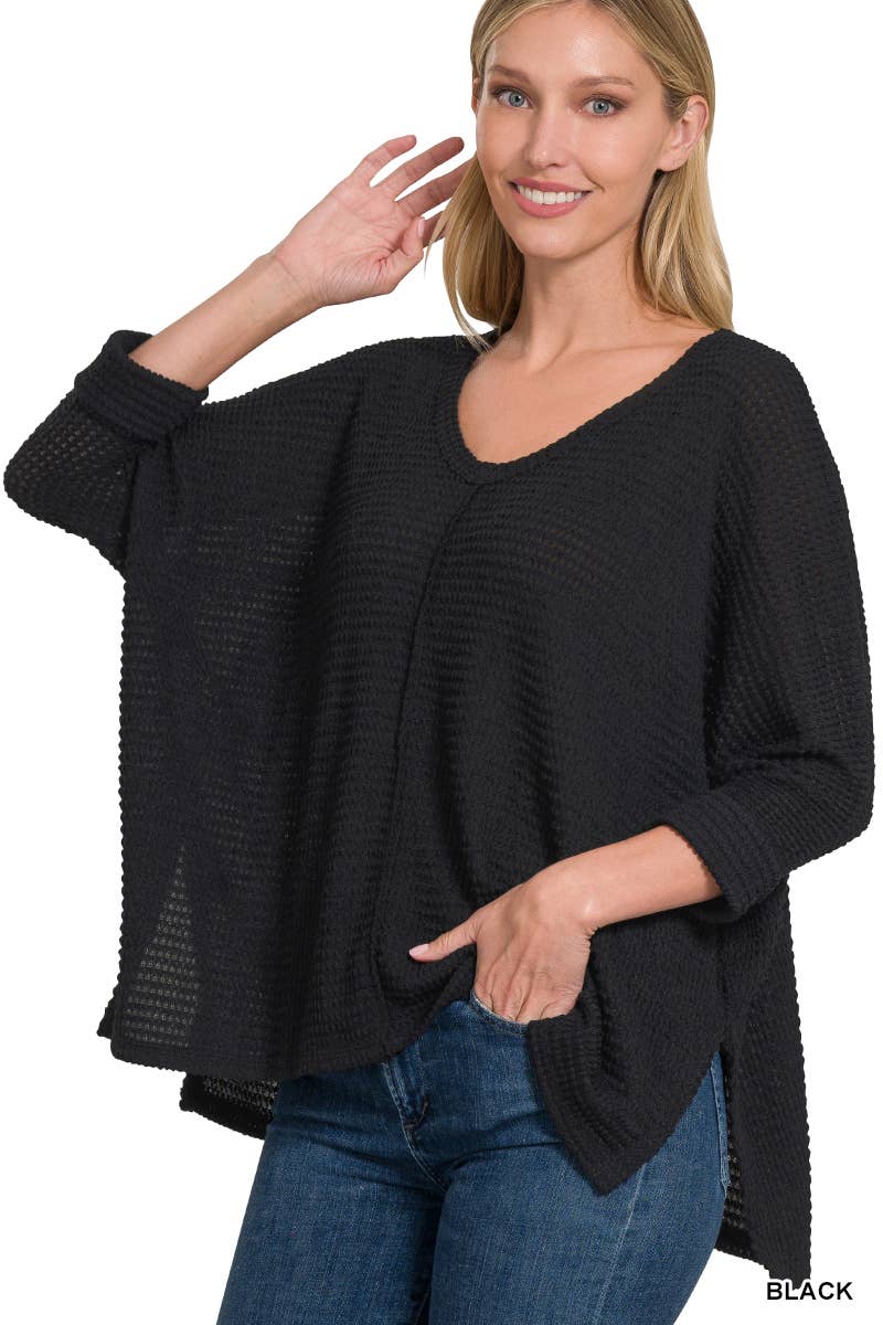 42POPS - Wholesale Knit Sweater - Women's - `.V Neck Hi Low Hem Jacquard Sweater10