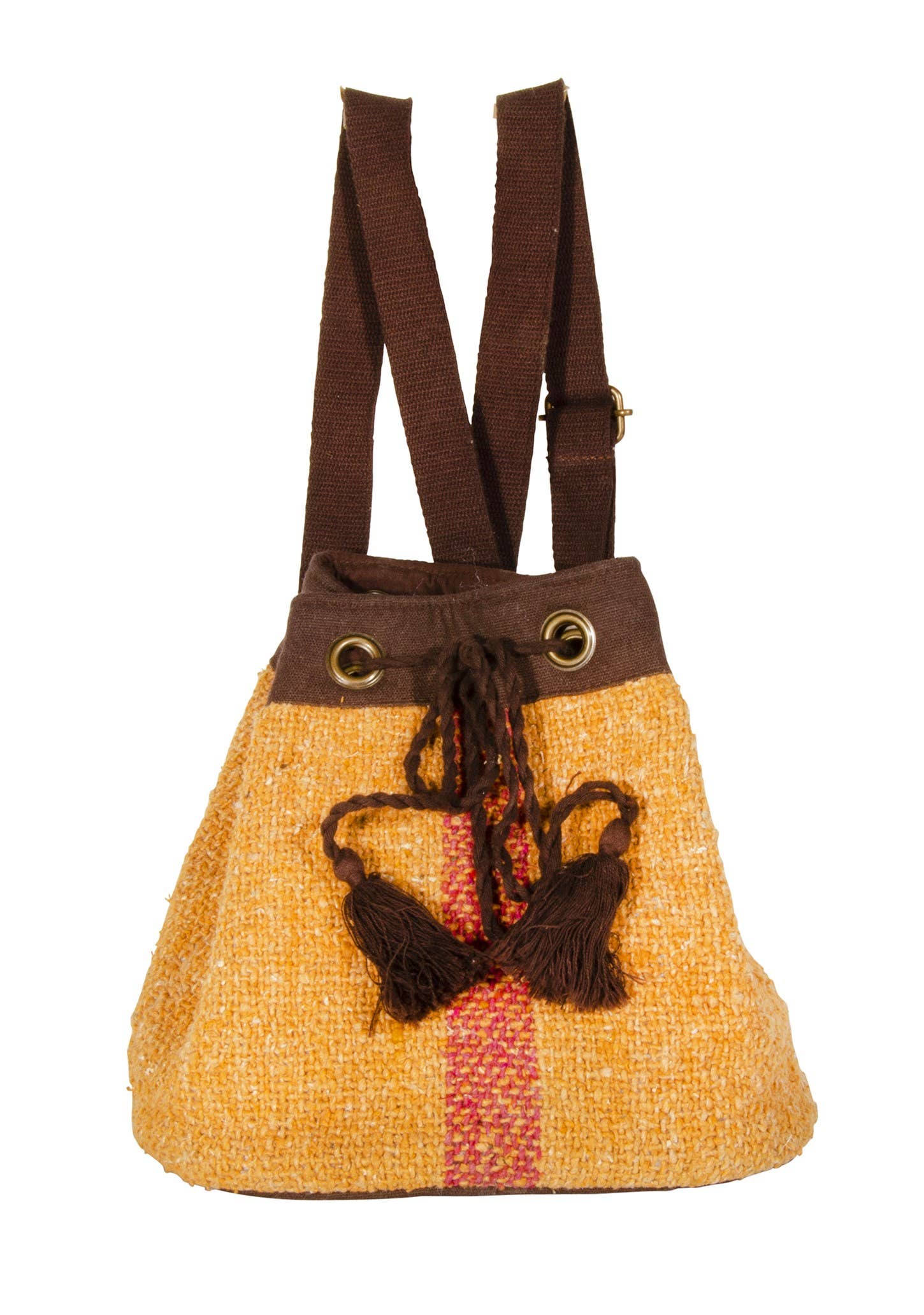 Namaste - Wholesale Shoulder Bag - Unisex - Recycled Cotton Khadi Bag/Backpack - Mustard1