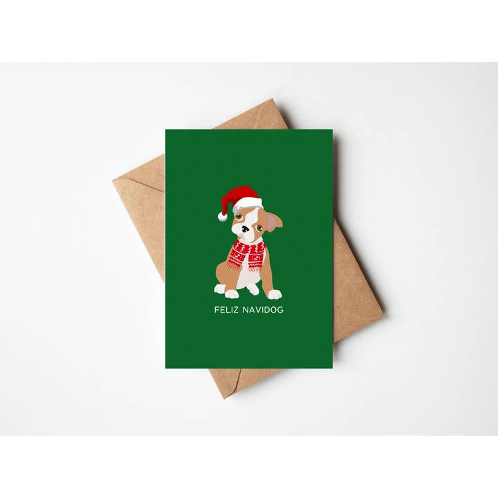 Feliz Navidog - Boston Terrier for wholesale by Howdy Stranger Studio