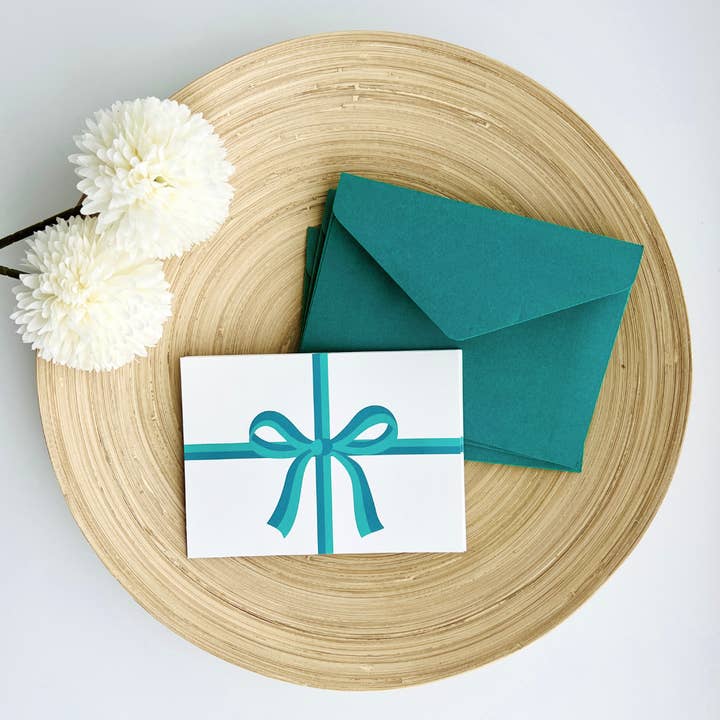 Tiny Gift Society - Wholesale Everyday Greeting Card - 3 pc Bow Greeting Cards w/ Envelope | Blank Coquette Teal1