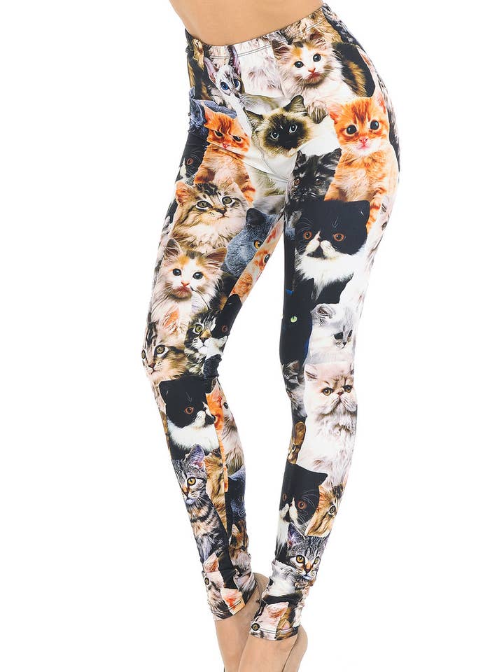 Creamy Soft Cat Collage Leggings - USA Fashion™ for wholesale by USA Fashion