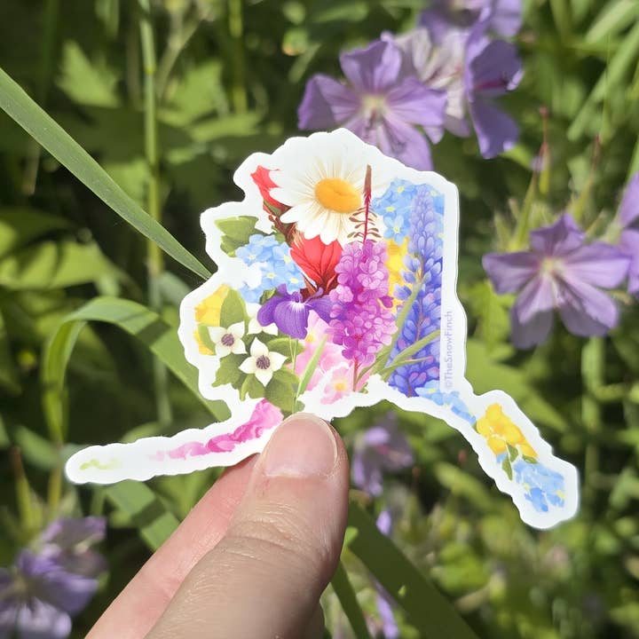 The Snow Finch - Wholesale Sticker - Floral Alaska State Wildflower Sticker || Waterproof Vinyl