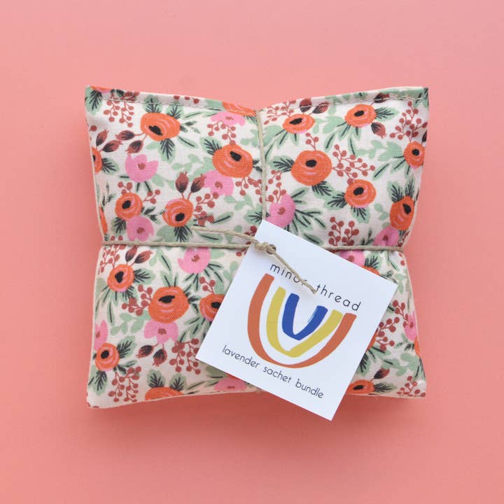 Rosa Blomstret Pink Bomuld Lavendel Duftpose Bundt for engroshandel hos Minor Thread