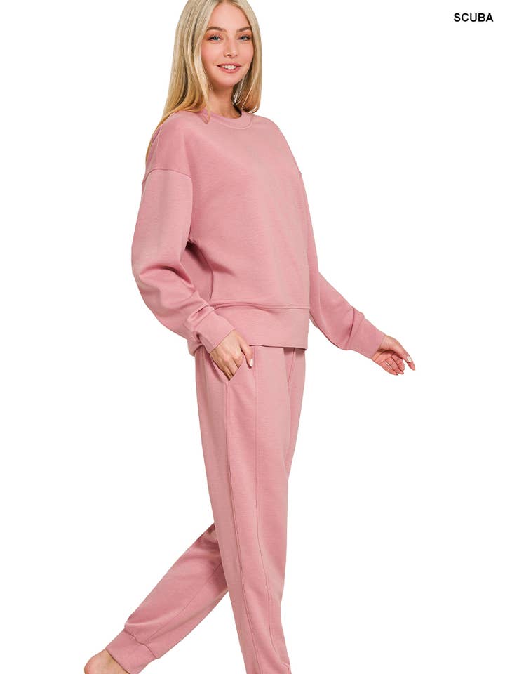 42POPS - Wholesale Lounge Set - Women's - ',._ Scuba Crewneck Pullover & Joggers 2 PC Set SI-269100