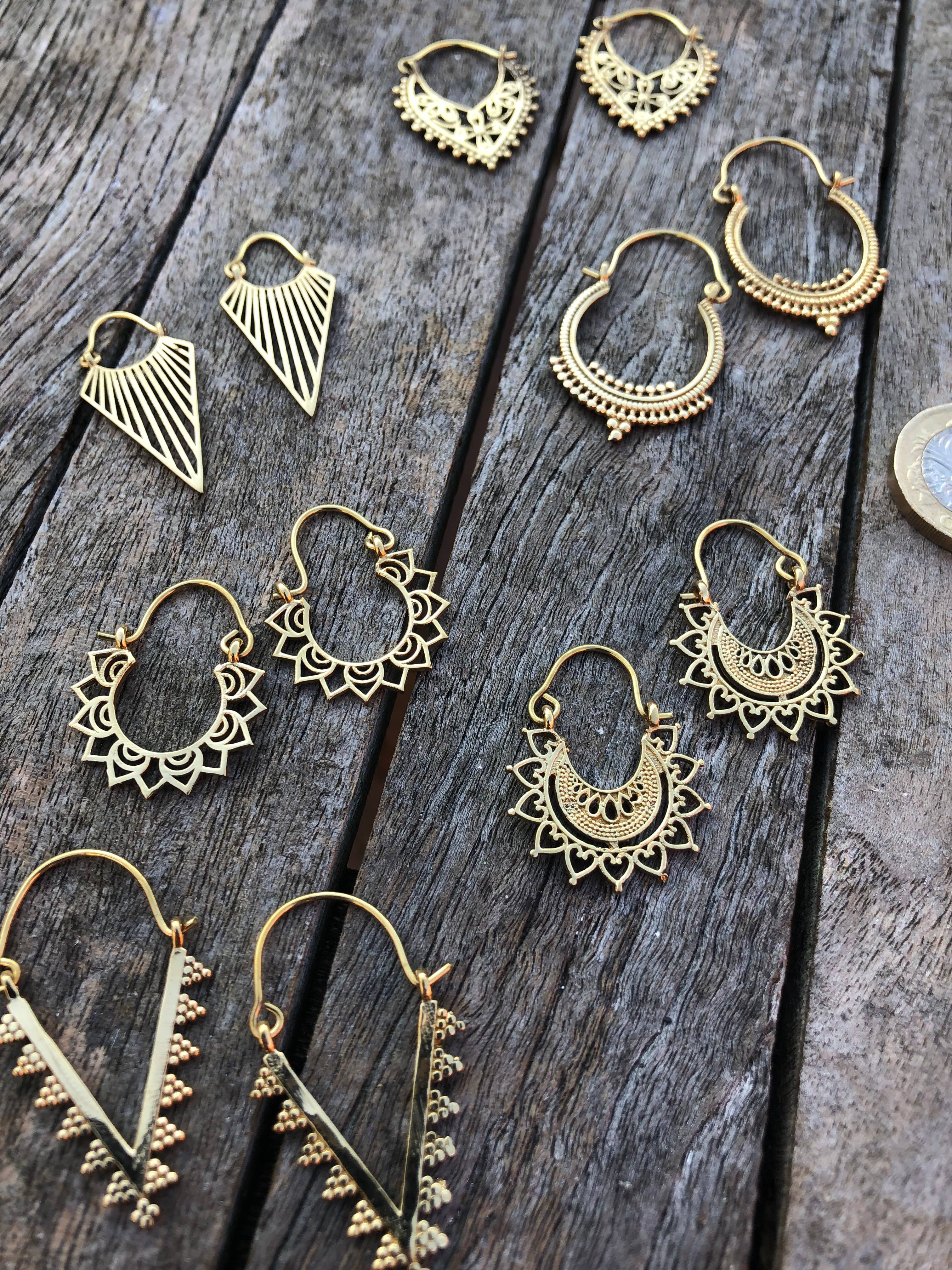 Emma's Emporium – wholesale Hoop earrings – Brass Tribal Gypsy Ethnic Earrings - Small1