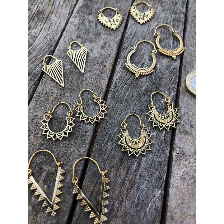 Emma's Emporium – wholesale Hoop earrings – Brass Tribal Gypsy Ethnic Earrings - Small1