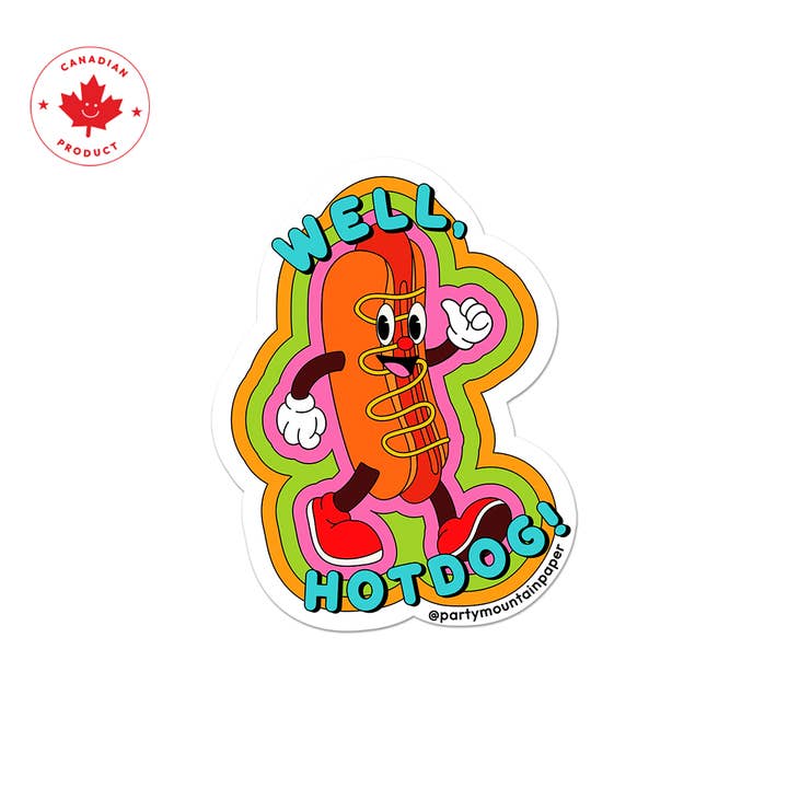 Party Mountain Paper co. - Wholesale Phone & Laptop Stickers - Well, Hotdog! Sticker | Last Chance
