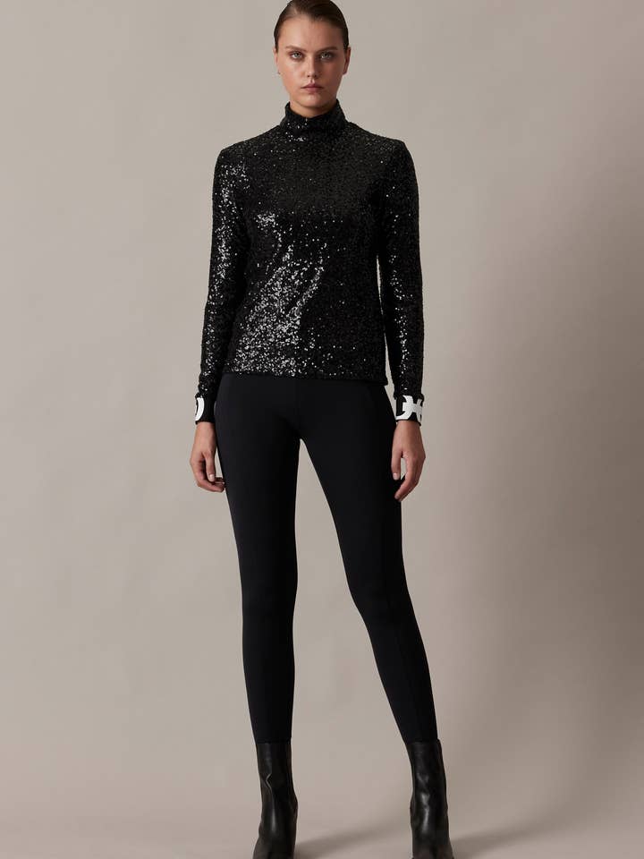 Chemise femme à manches longues avec sequins pour la vente par Looks By Wolfgang Joop