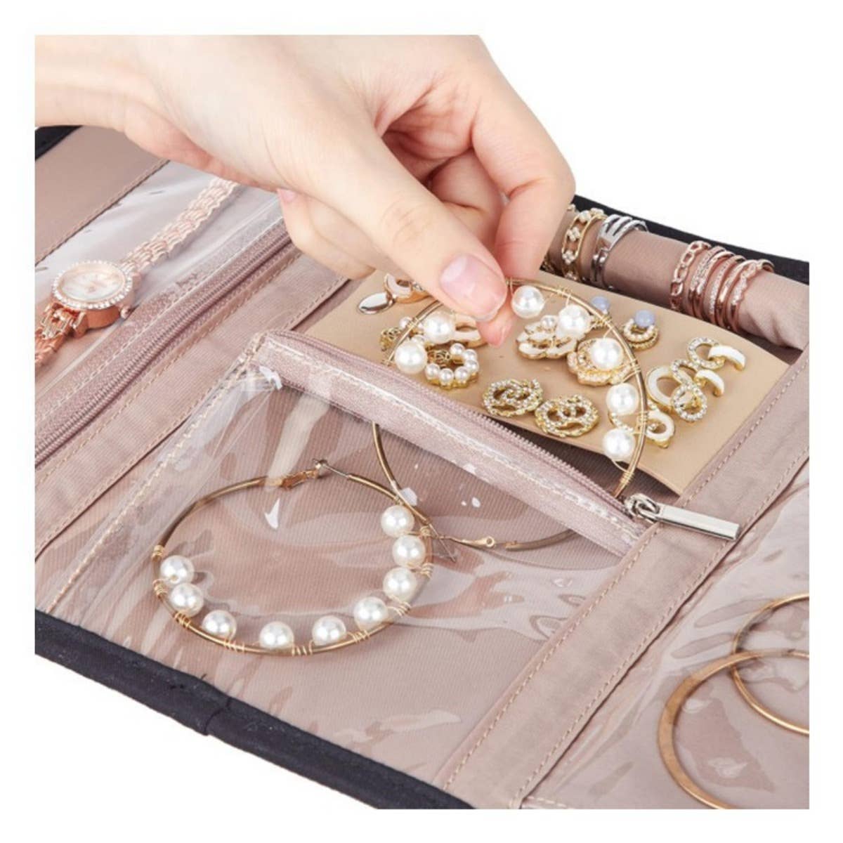 wandf - Wholesale Jewellery box/organiser - Portable Travel Jewelry Organizer Roll,Foldable for Earrings8
