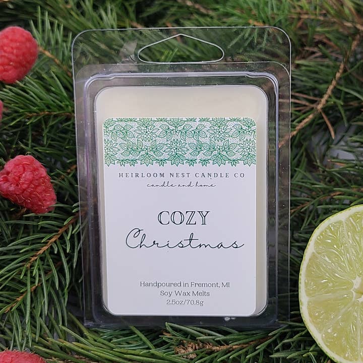 Cozy Christmas Soy Wax Melts for wholesale by Heirloom Nest Candle Co.