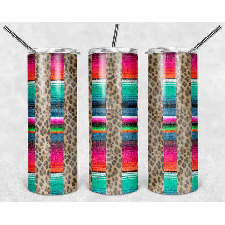 Leopard & Serape 20oz Skinny Tumbler for wholesale by WST Wholesale