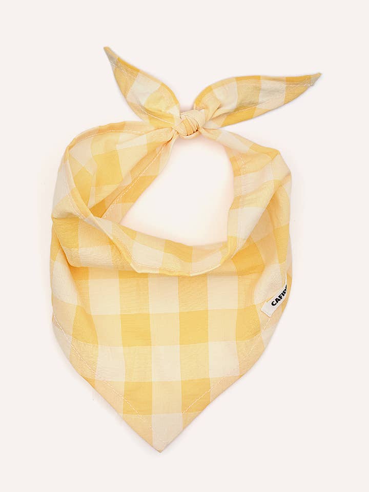 Bandana Hond Ontwerp Geel Vichy, Roomwit voor wholesale door CAFIDE