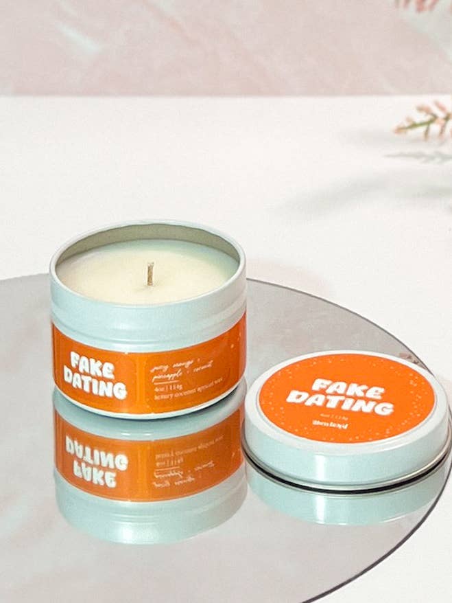 Fake Dating Candle - 4oz Book-Inspired Luxury Coconut Wax for wholesale by Bewick'd Studio