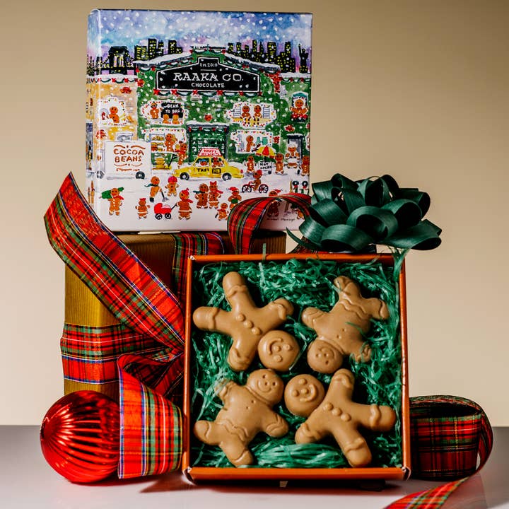 Raaka Chocolate - Wholesale Chocolate Box - Gingerbread Family White Chocolate Gift Box - Christmas