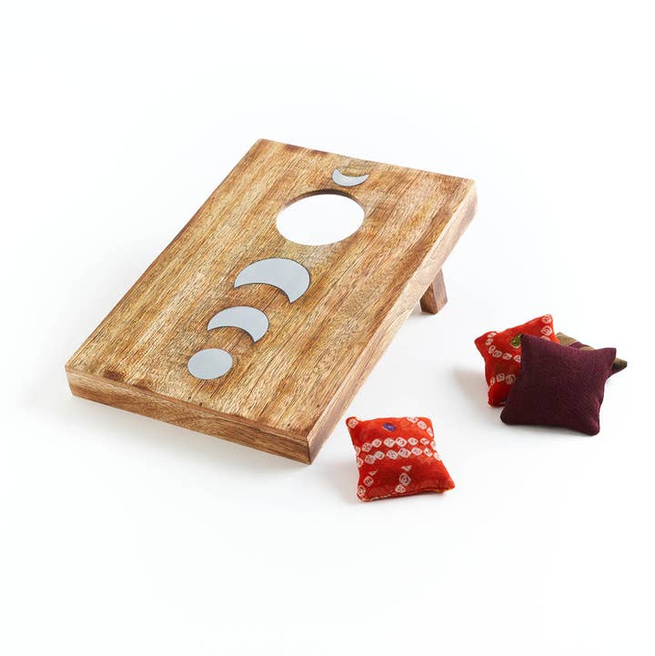 Matr Boomie Fair Trade - Wholesale Cornhole - Indukala Moon Phase Cornhole Table Game - Handcrafted Wood0