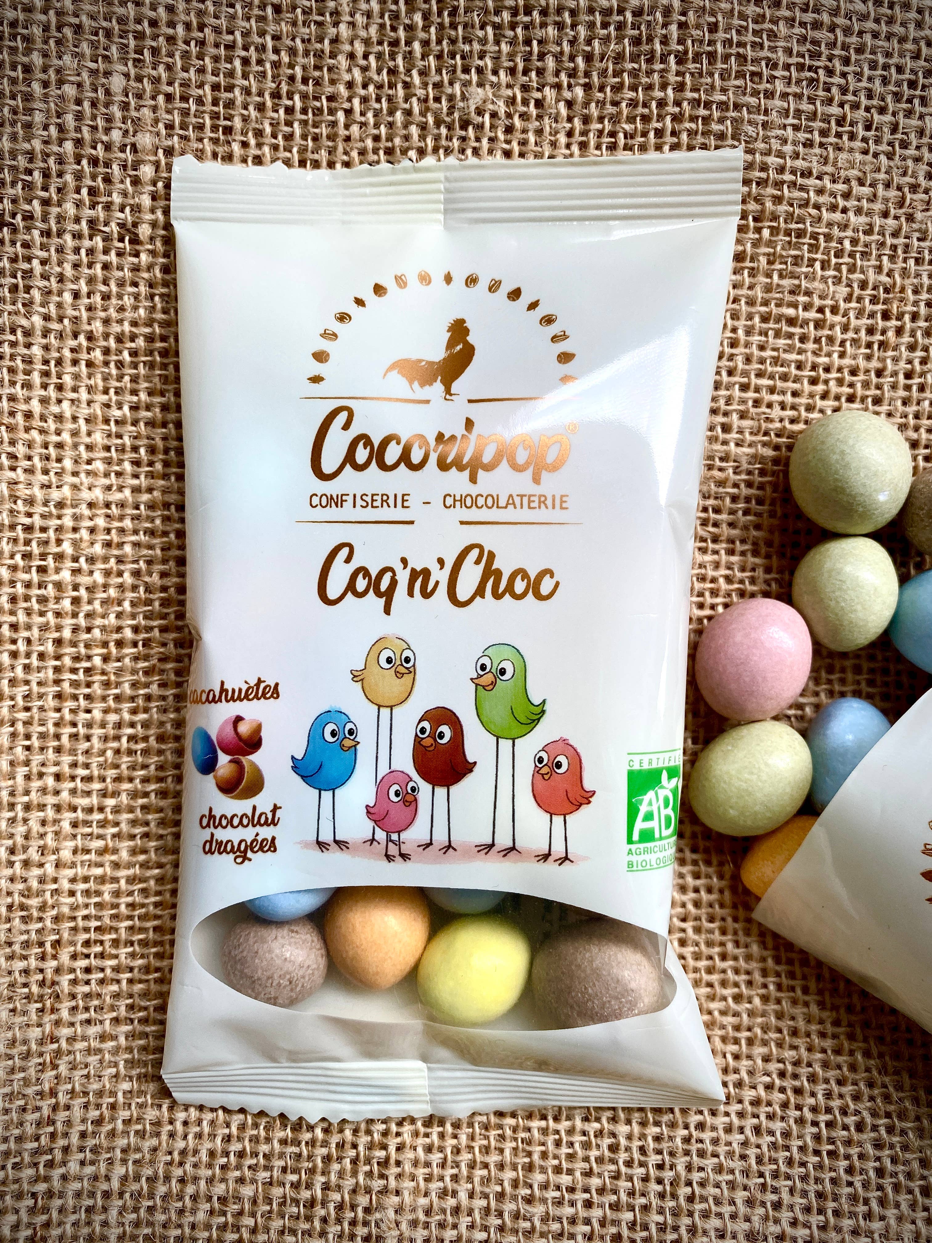 Cocoripop - Venta al por mayor Dulces con chocolate - 30 bolsas Coq 'n' Choc + Expositor de mostrador de caja1