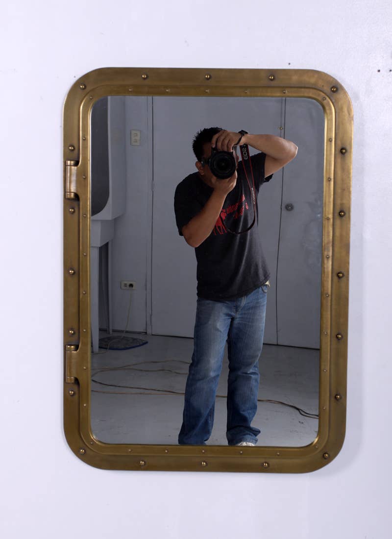 Nautical Tropical Imports - Wholesale Wall Mirror - 34"x24" Rectangular Porthole Mirror Antique Brass Finish 3