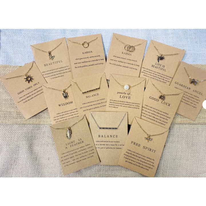 Briano Wholesale - Wholesale Pendant/Charm Necklace - Inspirational Make a Wish Necklaces With Card5