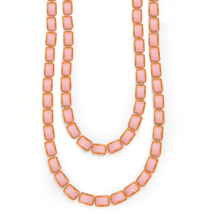 Bubble Gum Pink Long Beaded Necklace, 60" for wholesale by Stefanie Wolf Designs