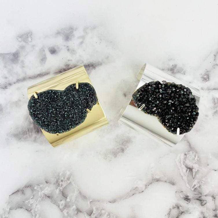 Rock Paradise - Wholesale Cuff Bracelet - Crystal Black Diamond Titanium Druzy Electroplated Cuff4