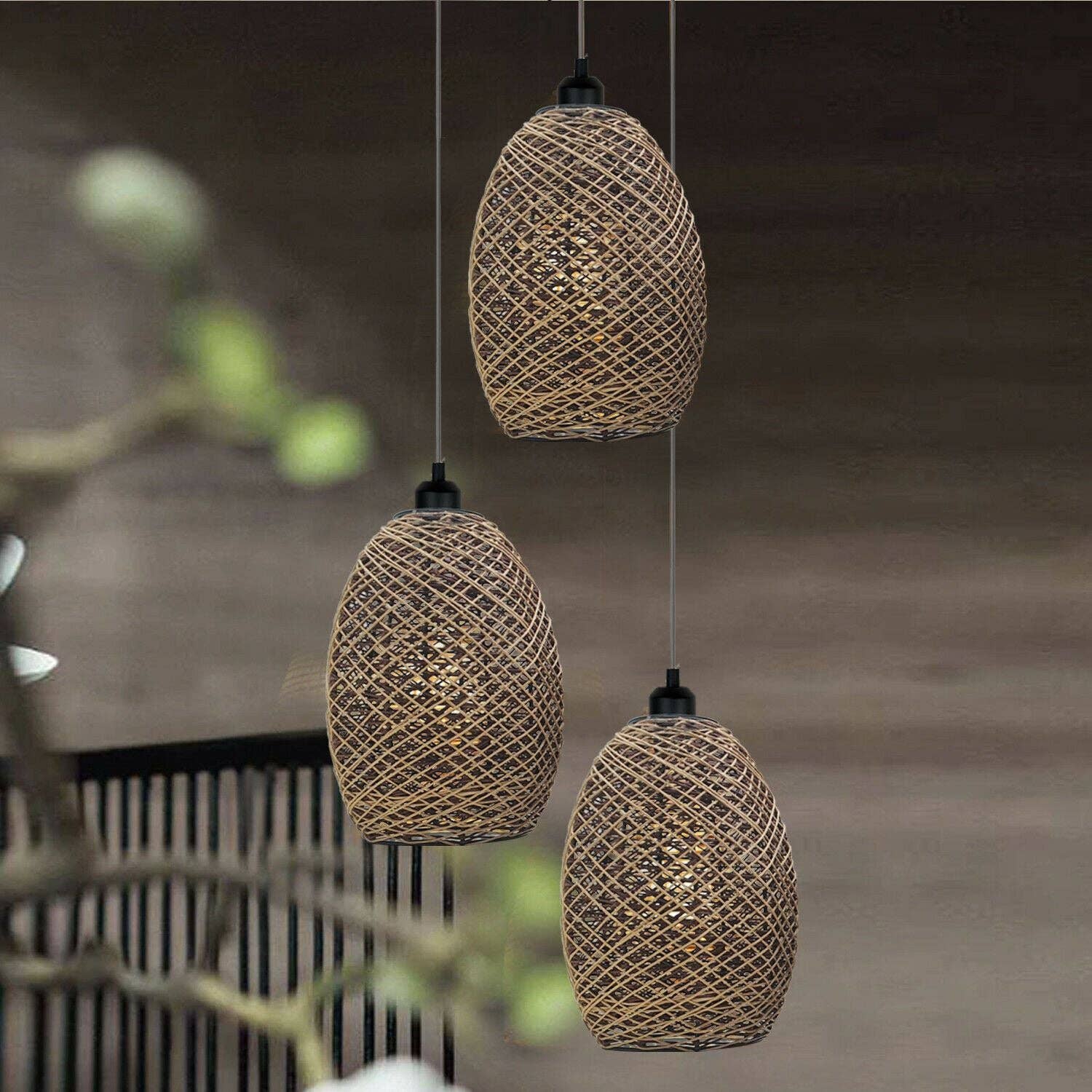 Ledsone - Wholesale Chandelier/Hanging Light - Rattan Wicker Ceiling Pendant Light Shade Hanging Light Antique décor Lampshade~13348