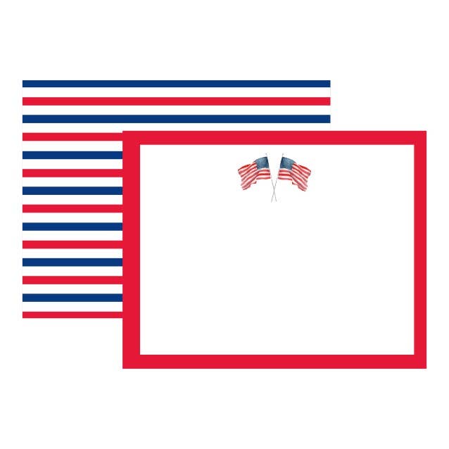 AMERICAN FLAGS FLAT STATIONERY for wholesale by Donovan Designs