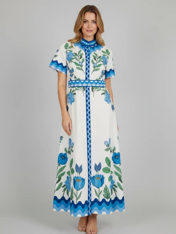 ROBE-CHEMISE SYDNEY | BLEU FLEUR SAUVAGE pour la vente par IslaPayal