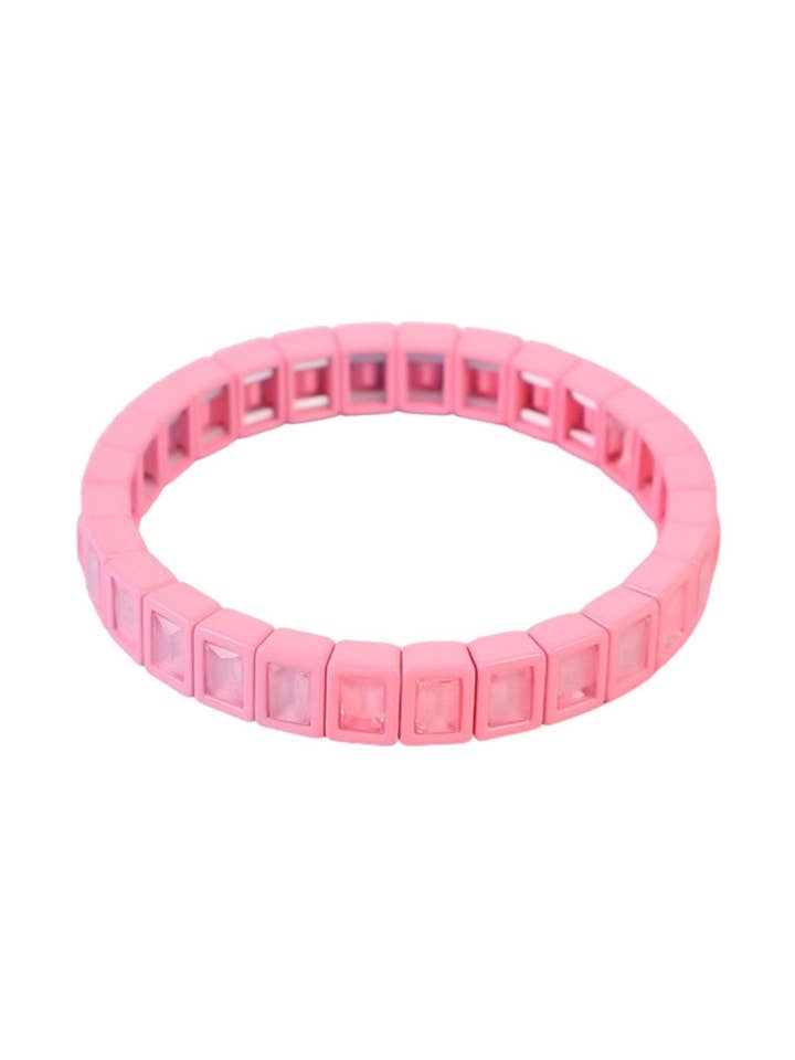Bracelet - Candy Gem Block Baby Pink for wholesale by LINNY CO