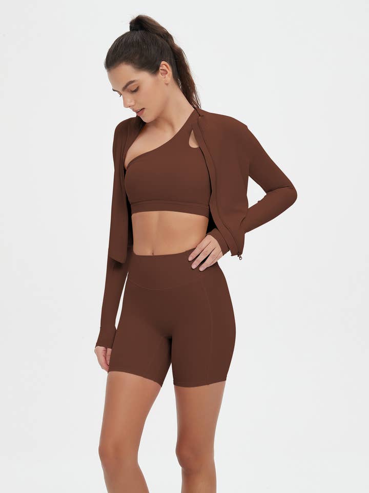 Mantra Active - Wholesale Activewear Set - Women's - Aurelia Sports Bra, Shorts and Jacket 3-Piece Set2