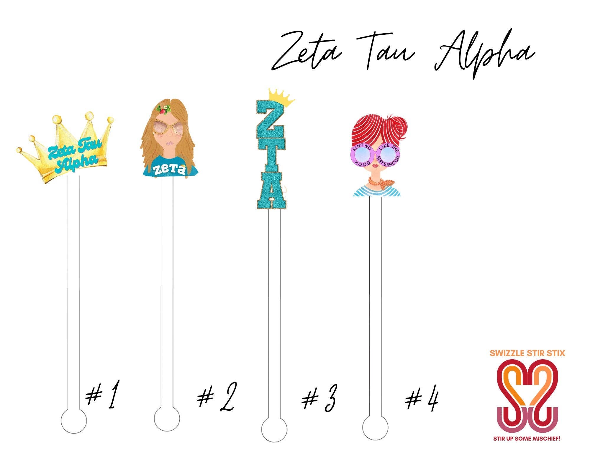 Swizzle Stir Stix - Wholesale Drink Stirrer - Zeta Tau Alpha Swizzle Stir Sticks0