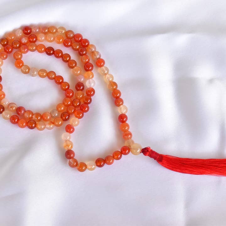 Soothing Crystals - Wholesale Prayer Beads Necklace - Gemstone Mala | Carnelian | 108 Prayer Bead | Jap Mala4