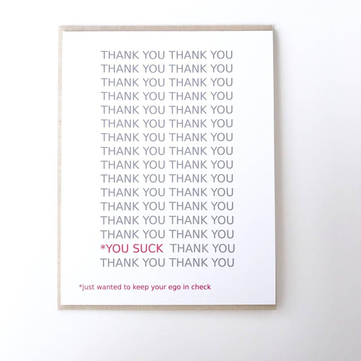 PAGEFIFTYFIVE - Wholesale Thank You Card - Thank you You Suck Card1