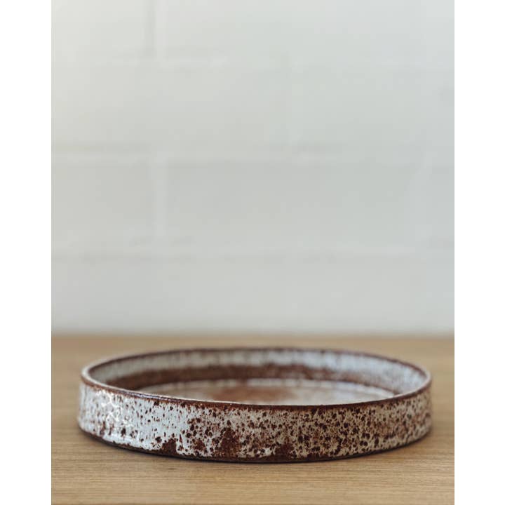 Jenn Johnston Ceramics - Wholesale Dinner Plate - speckled straight edge flat plates