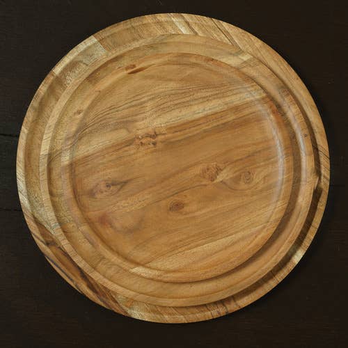 India Handicrafts Inc - Wholesale Decorative Plate/Dish/Bowl - Large Natural Wood Round Tray5