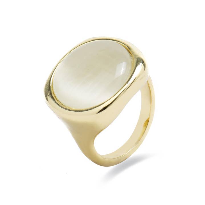 Luxenter - Wholesale Cocktail/Statement Ring - Anillo Luxenter con Ojo de Gato acabado oro 18k - Uther