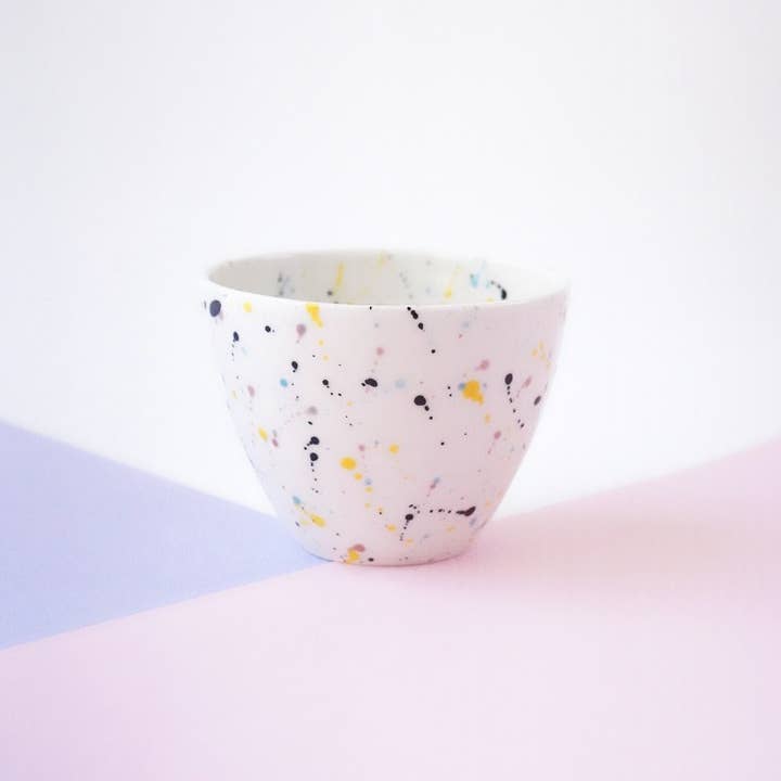 Color Splatter Porcelain Cup for wholesale by Textura Ceramics
