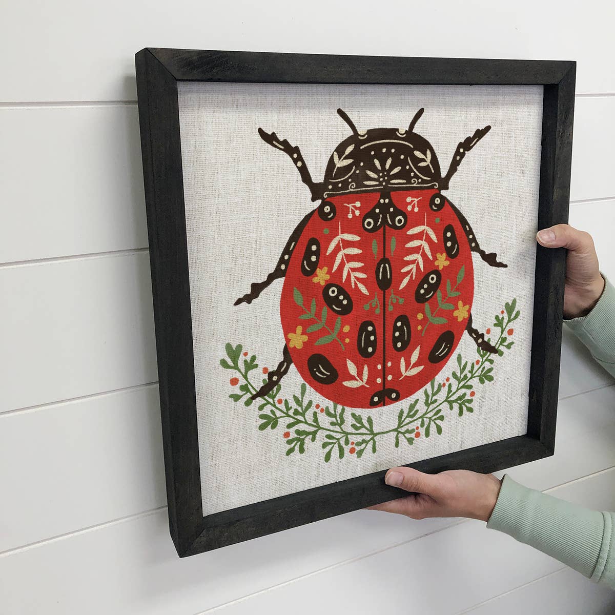 Hangout Home – wholesale Art print – Folksy Lady Bug - Lady Bug Canvas Art - Wood Framed Wall Art2
