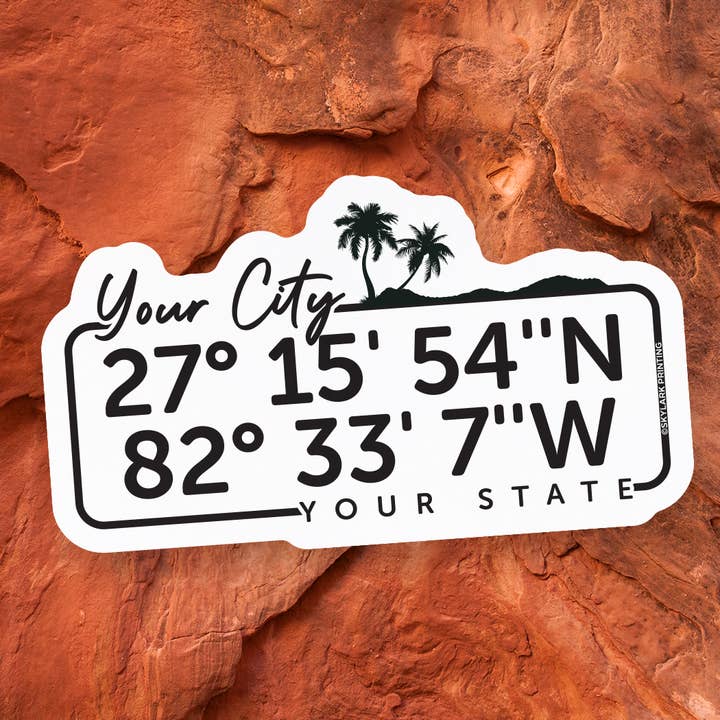 Skylark Printing - Wholesale Sticker - Your Coordinates Souvenir Sticker with your Custom Location