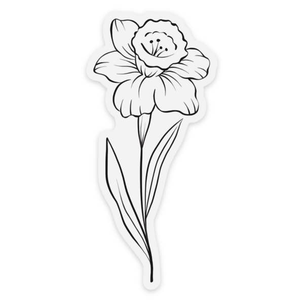 Elyse Breanne Design - Wholesale Sticker - March Birth Month Flower: Daffodil Sticker, 1.6x3.5in.1