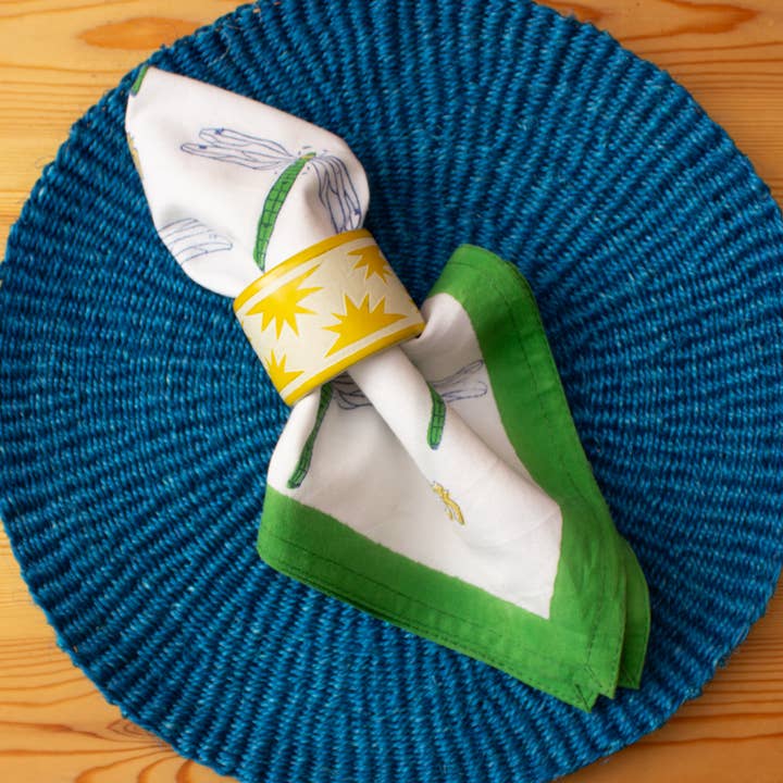 Hand Carved Soapstone Napkin Ring 'Yellow Sun' for wholesale by AARVEN