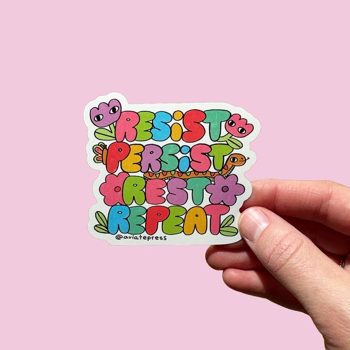 Resist Rainbow Die Cut Sticker for wholesale by Aviate Press