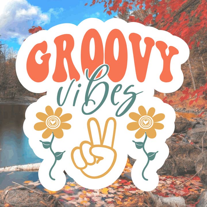 Crazilyhumbledesigns - Wholesale Sticker - Groovy vibes, peace, hippie, Waterproof, Stickers