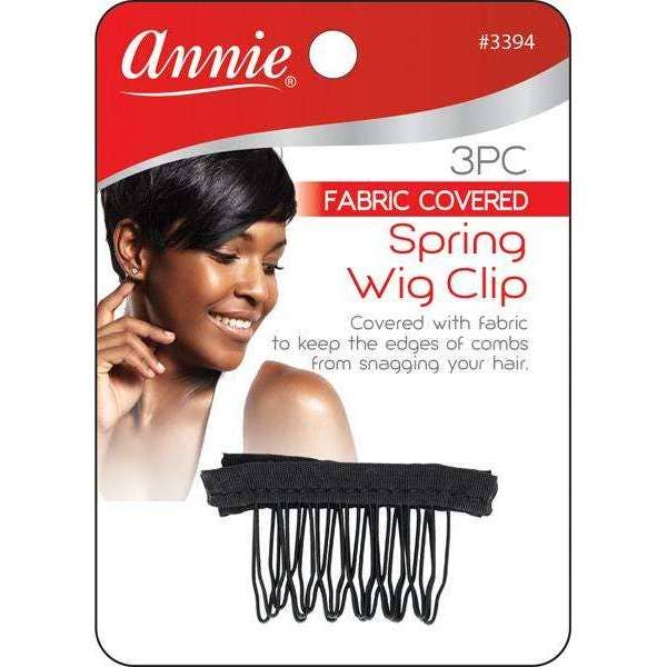 Annie Spring Wig Clip with Fabric 3ct Black for wholesale by Annie International, Inc.