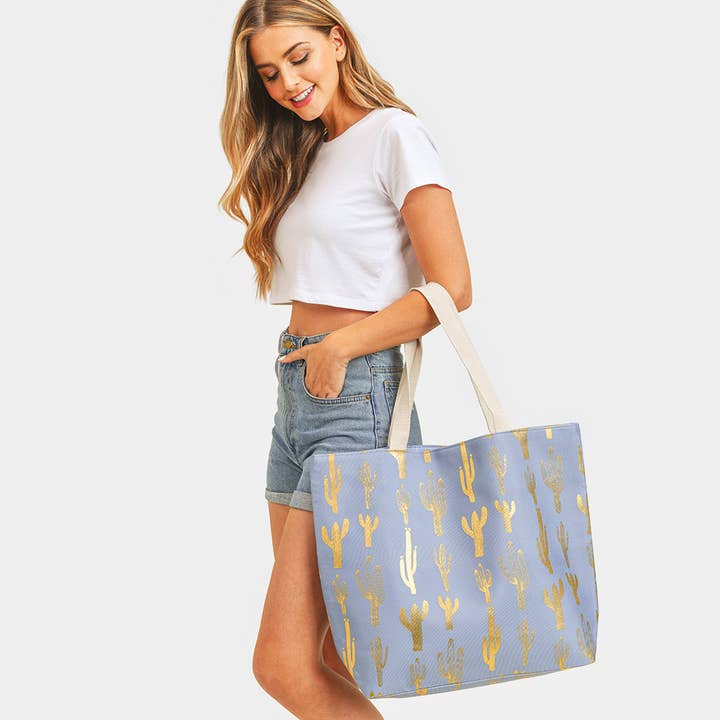 Sensibling Corp. - Wholesale Beach Bag - Cactus Foil Beach Bag