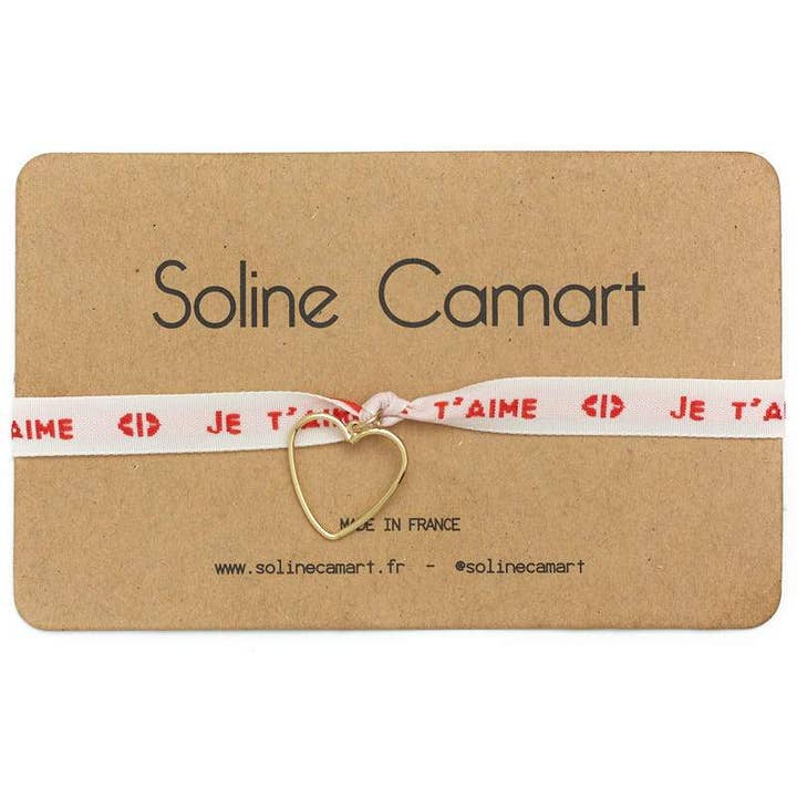 Pulsera: Je t'aime con corazón dorado para venta al por mayor de Soline Camart