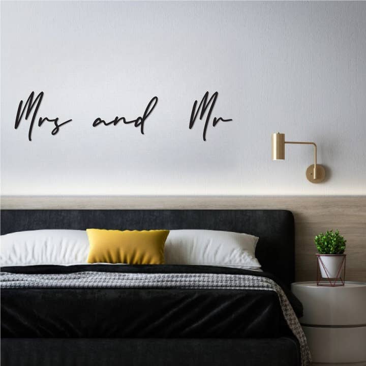 Mrs and Mr Metal Wall Art for wholesale by Boarding Wall
