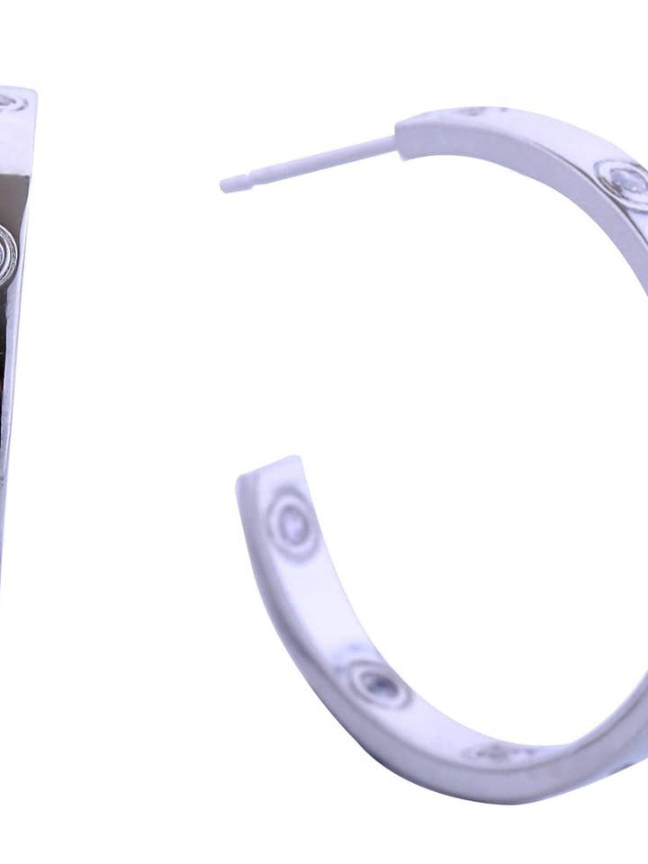 14K Love Luv Pave CZ Hoop Post Earrings for wholesale by MiMi Wholesale