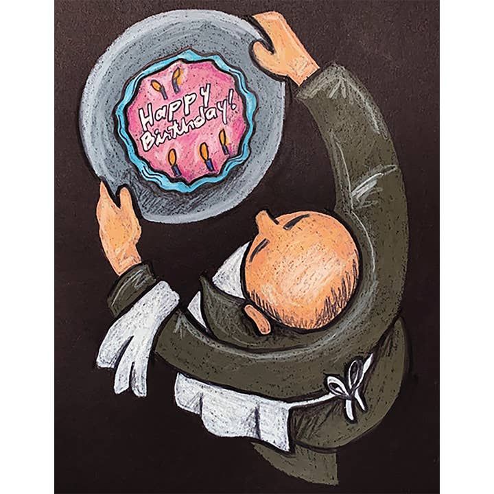 Bolo Feliz Aniversário Cartão - empregado de mesa vintage, arte giz por atacado de Kerry Quinn's Kitsch