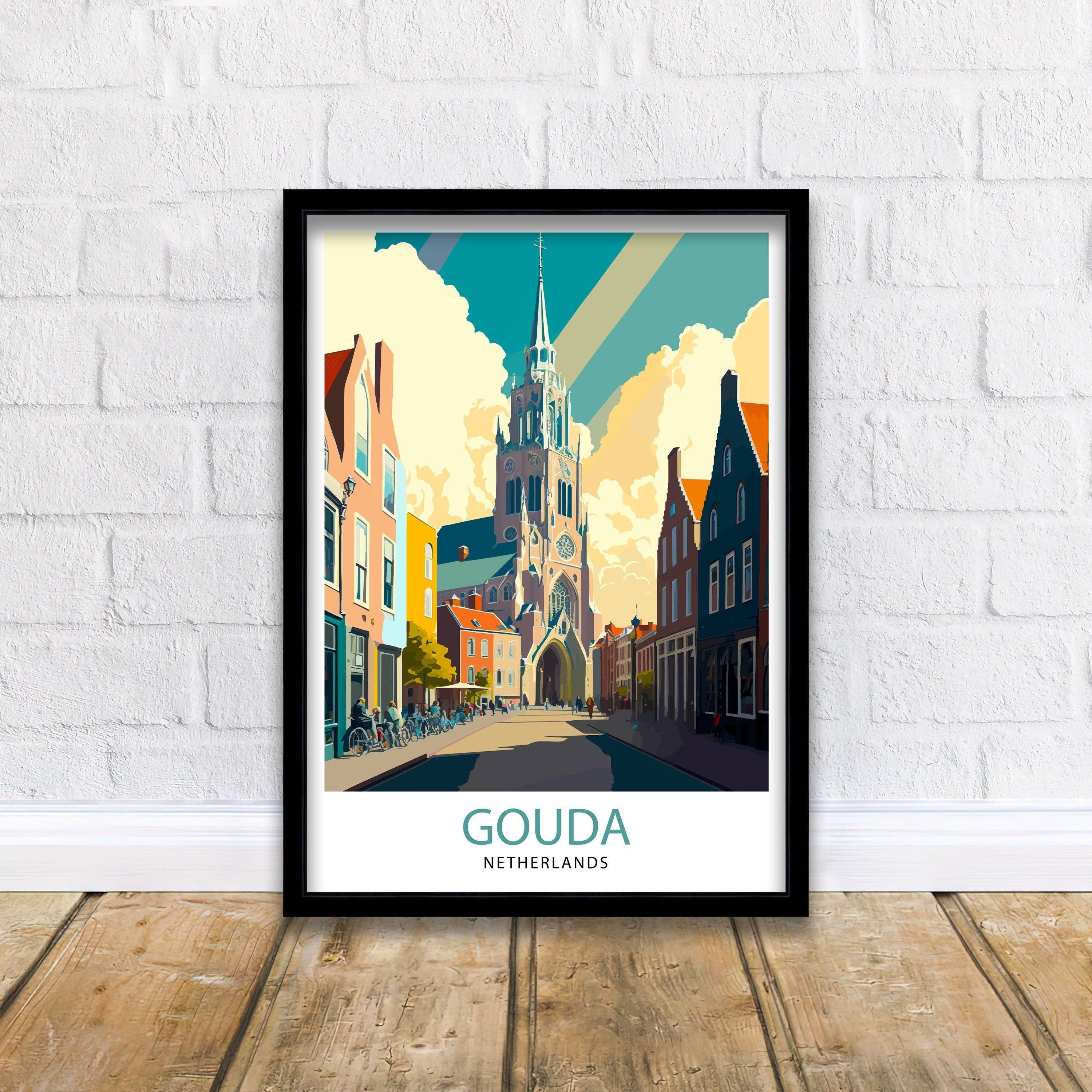 InkNPrintz – wholesale Art print – Gouda Netherlands Trave Poster Gouda Wall Art Gouda Home Decor Gouda Illustration Gouda Poster Gouda Gift Netherlands Travel Poster